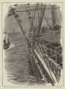 Het bezoek van de koningin aan Liverpool, De komst van de koningin, Hoera! Hoera! Hoera! door William Lionel Wyllie