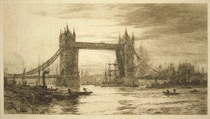 Tower Bridge gezien vanaf de Theems, Londen, ca. 1894-1931