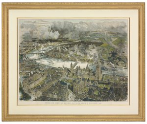 Vogelvlucht van Londen gezien vanuit een ballon door William Lionel and Brewer Henry William (fl.1858 d.1903) Wyllie