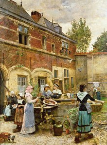 Armenhuizen, Antwerpen, 1880 door William Logsdail