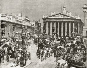De Bank of England en de Royal Exchange in de negentiende eeuw, uit 