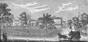 President Lincoln verlaat het Davis Mansion, illustratie uit 