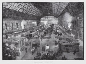 Cannon Street Station, Nacht door William Luker