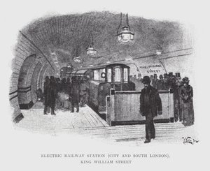Elektrisch treinstation, City en South London, King William Street door William Luker