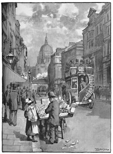 Fleet Street, met zicht op St. Pauls, 1891 door William Luker