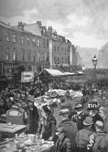 Middlesex Street Laat Petticoat Lane op een zondagochtend door William Luker