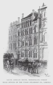 Zuid-Afrikaans Huis, Bishopsgate Street, Hoofdkantoren van de Union Steamship Co, Limited door William Luker