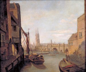 London Bridge vanaf Pepper Alley Stairs, 1788 door William Marlow