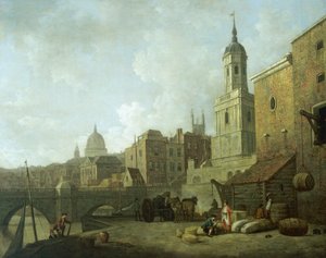 Noordkant van de London Bridge en St Magnus de Martelaar, 1762 door William Marlow