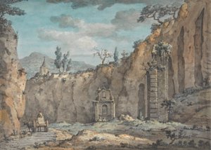 Ossenkar in de Grot van Posillipo door William Marlow
