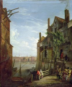 Uitzicht op de Theems bij Southwark richting de stad door William Marlow