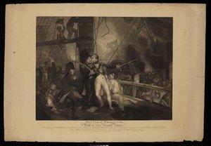 Slag bij Trafalgar en de dood van Lord Viscount Nelson door William Marshall (after) Craig
