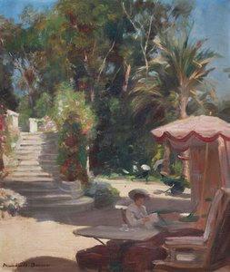 Hotel Tuin, Grasse-en-Vence, gesigneerd linksonder Marshall Brown door William Marshall Brown