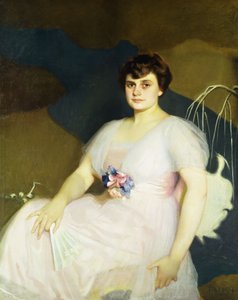Portret van Charlotte Parker Milne door William McGregor Paxton