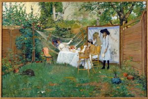 Ontbijt buiten rond 1888 door William Merritt Chase