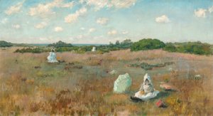 Het plukken van herfstbloemen door William Merritt Chase