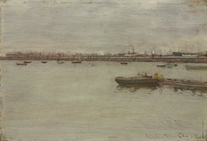 Grijze dag aan de baai door William Merritt Chase