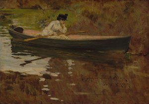 Mevrouw Chase in Prospect Park door William Merritt Chase