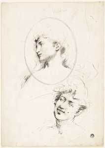 Twee Vrouwelijke Hoofden door William Merritt Chase