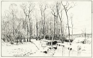 Zonder titel, winterlandschap door William Merritt Chase