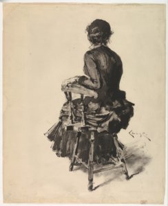 Zittende vrouw door William Merritt Chase