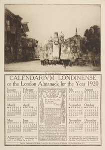 Calendarium Londinense, of de London Almanack voor 1920, bekroond door een uitzicht op het Cenotaaf, Whitehall, 1919