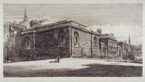 Uitzicht op Newgate Prison, Old Bailey, vanaf Newgate Street, City of London, ca. 1900 door William Monk