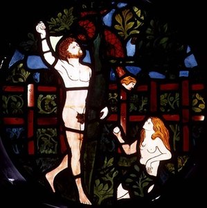 Adam en Eva plukken fruit (detail)