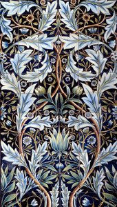 Wandbekledingspaneel (66 tegels) gemaakt door William Morris en William Frend de Morgan in faience. Van Membland Hall voor Edward Charles Baring. Chelsea, Engeland. 1876-1877 Parijs, musee d