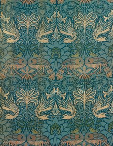 William Morris Pauw en Draak Textielontwerp, c.1880 (houtsnede)