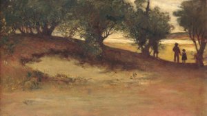 Zandbank met wilgen, magnolia door William Morris Hunt