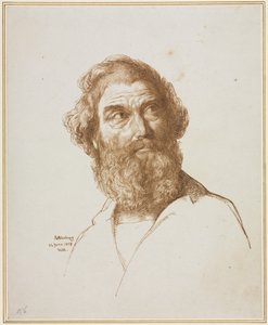 Hoofd van een Bebaarde Man die naar Links Kijkt door William Mulready