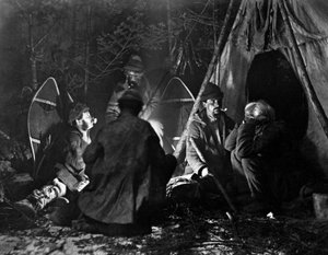 Leven van de Trapper in Canada, foto door Nottman, circa 1890.