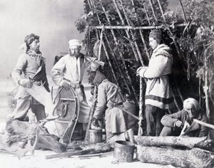 Het leven van de Trapper in Canada, foto door Nottman, circa 1890.