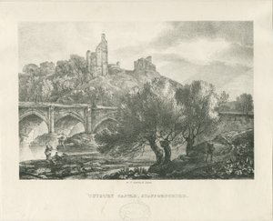 Tutbury Castle - Zuidaanzicht: zinkografie, nd [begin 19e eeuw] door RC