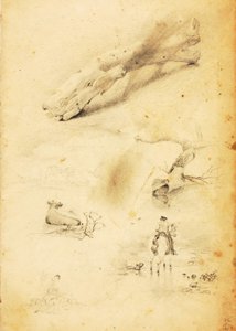 (Studies - figuren, boomstammen, paard en ruiter, etc.)