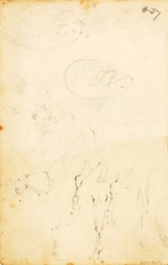 (Studies - figuren, boomstammen, paard en ruiter, etc.)