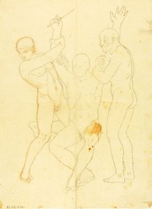 Mozes, Aäron en Hur op de berg Horeb (naaktstudie) door William Page