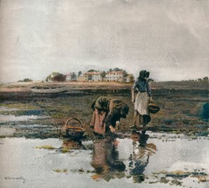 Mosselen plukken, ca. 1908 door William Page Atkinson Wells