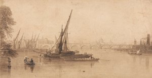 Waterloo Bridge vanuit de tuin van M. A. Taylor, Esq. door William Parrott
