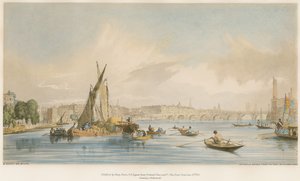 Waterloo Bridge, vanuit het westen, met een bootrace