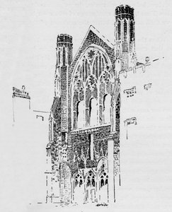 Oostelijke gevel van de St. Stephens kapel zoals het verscheen na de brand van 1834, ca. 1897 door William Patten