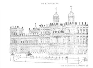 De Waterside Elevation van Inigo Jones Voorgesteld Paleis, ca. 1897 door William Patten