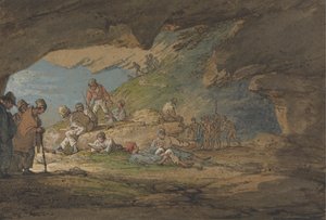 Een Grot in Zonlicht, met Figuren