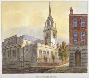 Kerk van St Lawrence Jewry vanaf Guildhall Yard, City of London, 1810 door William Pearson