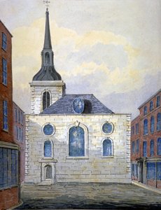 Kerk van St Mary Abchurch, City of London, ca. 1815 door William Pearson