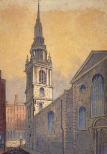 Kerk van St Mary le Bow vanuit Bow Churchyard, City of London door William Pearson