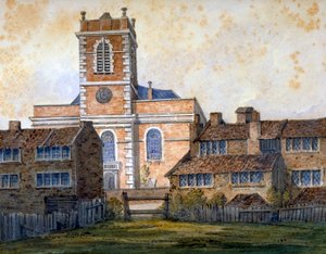 Kerk van St. Matthew, Bethnal Green, Londen, ca. 1815