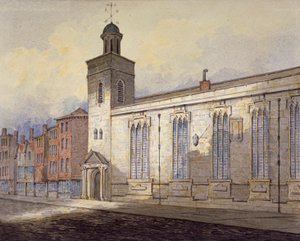 Uitzicht op de zonnewijzer van St Katherine Cree, City of London, ca. 1815 door William Pearson