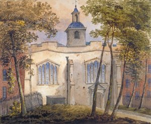 Westelijk uitzicht op de Kerk van St Helen, Bishopsgate, City of London, ca. 1810 door William Pearson